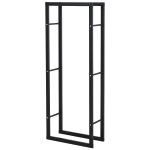 HOMCOM Porta Legna Verticale in Metallo Nero da Interni ed Esterni con Portata 100 kg max, 60x25x150 cm