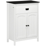 kleankin Armario Auxiliar de Baño Estilo Moderno con 1 Cajón 2 Puertas y Estante para Lavabo Ducha  60x30x80 cm Blanco