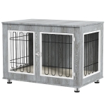 PawHut Hundekäfig Hundebox waschbares Polster, 2 Verriegelungen, 90 cm x 58 cm x 65 cm, Grau
