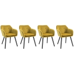 HOMCOM Chaises de Salle à manger Chaises de Visiteur scandinave - Lot de 4 - Pieds effilés Bois Noir - Velours Jaune