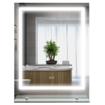 kleankin Badezimmerspiegel mit LED-Beleuchtung, 3 Lichtfarben, Antibeschlag-Funktion, verkabelt, 70 x 50 cm