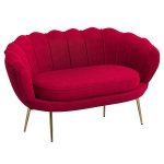 HOMCOM Divanetto 2 Posti in Stile Industrial Chic in Tessuto Effetto Velluto e Metallo, 130x77x77 cm, Rosso Scuro