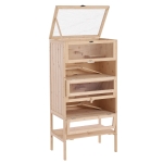PawHut Gabbia per Criceti Roditori Porcellini d'India in Legno Massello Tetto Apribile 4 Ripiani Collegati con Rampe 60x40x120cm