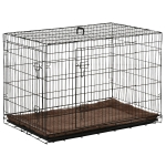 PawHut Cage caisse de transport pliante pour chien en métal noir 107 x 68 x 75.5 cm matelas fourni