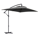 Outsunny Ombrellone da Giardino Decentrato con Base a Croce e Apertura a Manovella, 294x193cm, Grigio