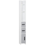 kleankin Colonna Bagno con Mensole e Armadietti, Mobile Alto Salvaspazio in Legno 15x17x120cm, Bianco e Grigio