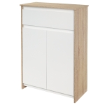 kleankin Mobile Bagno con Cassetto e Ante Doppie, Mobiletto Bagno Salvaspazio, per Lavanderia, Color legno e Bianco