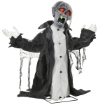 HOMCOM Halloween decoratie, Skelet/Zombie, beweegbaar, bewegingssensor, LED's & geluiden, 75 cm