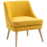 HOMCOM Sessel Loungesessel mit Leinenoptik, Armlehne, Gepolstert Relaxsessel mit Holzbeine, für Wohnzimmer, Schlafzimmer, Gelb