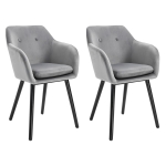 HOMCOM Chaises de salle à manger chaise de cuisine chaises de salon scandinave - Lot de 2 - Pieds effilés Bois Noir - Velours Gris
