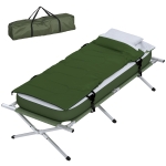 Outsunny Campingbett Feldbett, 5-teiliges-Set, inkl. Transporttasche, 193 x 86 x 43/63 cm, Grün