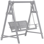 Outsunny 2 Seater Garden Swing Seat, Wooden Swing Chair Bench with Cup Holders for Outdoor Porch Patio, Grey