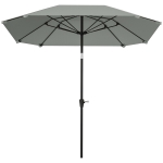 Outsunny 2,3 m Parasol zonder Basis, Verstelbare Terrasparasol met Kruk, Polyester, Aluminium, Fiberglas, Donkergrijs