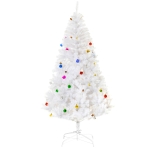 HOMCOM Albero di Natale Bianco 180cm con Addobbi e 930 Rami, Albero di Natale Innevato Artificiale in PVC