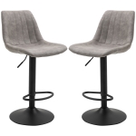 HOMCOM Lot de 2 tabourets de bar style vintage hauteur réglable pivotant avec repose-pied gris