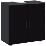 kleankin Mobile Sottolavabo Bagno per Piedistallo con Armadietto 2 Ante, 60x30x60cm, Nero