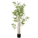 HOMCOM Plante artificielle Bambou arbre artificiel hauteur 180 cm avec pot, décoration interieur, très réaliste