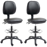 Vinsetto Lot de 2 tabourets à roulettes réglable en hauteur 69-91 cm avec dossier inclinable et repose-pieds réglable