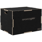 SPORTNOW Cajón de Salto Pliométrico de Madera con Mangos Huecos Carga 120 kg para Casa Oficina Gimnasia 76x61x51 cm Negro