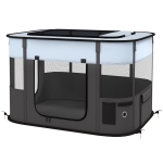 PawHut Spielgehege für Haustiere, faltbar, mit Aufbewahrungstasche, für Welpen und Kätzchen, drinnen und draußen, Grau