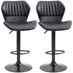 HOMCOM Lot de 2 tabourets de bar design contemporain hauteur réglable et pivotant - revêtement synthétique - pied métal noir