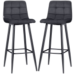 HOMCOM Barhocker Set, skandinavisches Design, Samtbezug, Metallgestell, rutschfeste Füße, Schwarz