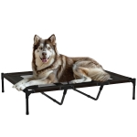 PawHut Cama Elevada para Perros Grandes Cama para Perros con Zona de Malla Transpirable y Bolsa 122x92x23 cm Negro