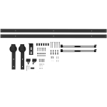 HOMCOM 8FT/244cm Kit de Accesorios para Puerta Corrediza con Amortiguador sin Perforación y 2 Rieles para Granero Negro