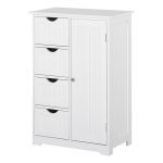 kleankin Armario Auxiliar de Baño Mueble para Baño con Puerta 4 Cajones y Estante Ajustable para Cocina Salón 56x30x83 cm Blanco