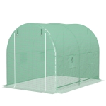 Outsunny Serre de Jardin Tunnel Surface Sol 6 m² châssis Tubulaire renforcé Porte zippée 4 fenêtres enroulables Vert