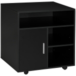 HOMCOM Mueble con Ruedas Armario de Oficina Multifuncional con Estantes con Amplio Espacio de Almacenaje 60x50x65,5 cm Negro