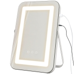 HOMCOM Espejo Tocador Giratorio 30x40 cm con 3 Modos de Iluminación Ajustables Interruptor Táctil Espejo de Aumento Blanco