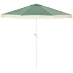 Outsunny Parasol de jardin parasol extérieur inclinable parasol à franges avec manivelle 8 baleines dim. Ø 2,65 x 2,45 H m vert