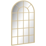 HOMCOM Wandspiegel, Fenster-Design, Flurspiegel, Metallrahmen, 110 x 65 cm, Gold