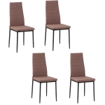 HOMCOM Set 4 Sedie Imbottite per Soggiorno o Sala da Pranzo, Sedie da Cucina Moderne, in Metallo e Tessuto Cachi
