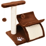 PawHut Árbol Rascador para Gatos Pequeños Torre para Gatos con Poste Giratorio con Bolas de Juego Plataforma 40x30x43 cm Marrón