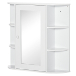 HOMCOM Spiegelschrank Badschrank Badezimmerschrank, 8 Fächer, Spiegeltüren, wasserbeständig, 66 cm x 17 cm x 63 cm, Weiß