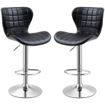 HOMCOM Lot de 2 Tabourets de Bar Design Contemporain Hauteur d'assise réglable 59-81 cm pivotant 360° PU noir