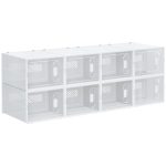 HOMCOM Organizador de Zapatos Modular Estantería Modulable con 8 Cubos Puertas Magnéticas 28x36x21 cm Transparente