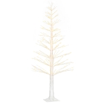 HOMCOM Kunsttanne mit LED-Beleuchtung, 180 cm hoher Weihnachtsbaum, realistische Rinde, Weiß