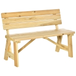 Outsunny 2-Sitzer Gartenbank Holz, wetterfest Sitzbank, UV-Beständig Gartenmöbel mit Rückenlehnen, Parkbank 220kg belastbar, Balkonbank, Holzbank für Balkon Terrasse, Garten, 116 x 56 x 80 cm, Natur