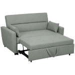 HOMCOM 2-Sitzer Sofa mit Bettfunktion, Verstellbarer Rückenlehne, Polstersofa, Samtoptik, für Wohnzimmer, Schlafzimmer, Hellgrau