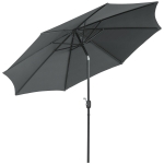 Outsunny Sombrilla de Jardín Ø295x250 cm con Manivela Parasol Exterior con Mecanismo de Inclinación y Poste Desmontable de Metal para Terraza Piscina Patio Gris Oscuro