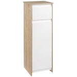 kleankin Badschrank Badkommode Badezimmerschrank Badregal Standschrank mit 2-stufigen Schrank und 1 Schublade Umschlagdesign platzsparend MDF Naturholz+Weiß 32,6 x 30 x 90 cm