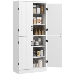 HOMCOM Armoire de cuisine buffet de salle à manger avec 4 portes 6 étagères de rangement style moderne 76 x 40 x 177 cm blanc