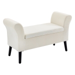 HOMCOM Banco de Almacenamiento con Tapa Abatible Reposabrazos y Patas de Madera para Salón 111,5x41x65 cm Crema