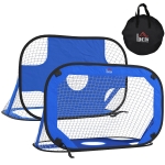 HOMCOM Fußballtore, Pop Up Tor, Tragbares Fußballnetz, 2er Set Minitore, mobil mit Tragetasche, Faltbar, Blau, 123 x 80 x 80 cm
