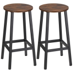 HOMCOM Juego de 2 Taburetes Altos de Cocina Altura 65 cm con Asiento de Melamina y Patas de Acero Marrón Rústico