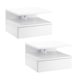 HOMCOM Juego de 2 Mesitas de Noche Flotantes Mesitas de Noche Colgantes con 1 Cajón y Estante Abierto para Dormitorio 35x32x22,5 cm Blanco