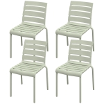 Outsunny Lot de 4 chaises de jardin chaises de bistro empilables avec assise et dossier à lattes dim. 42L x 54l x 78H cm vert